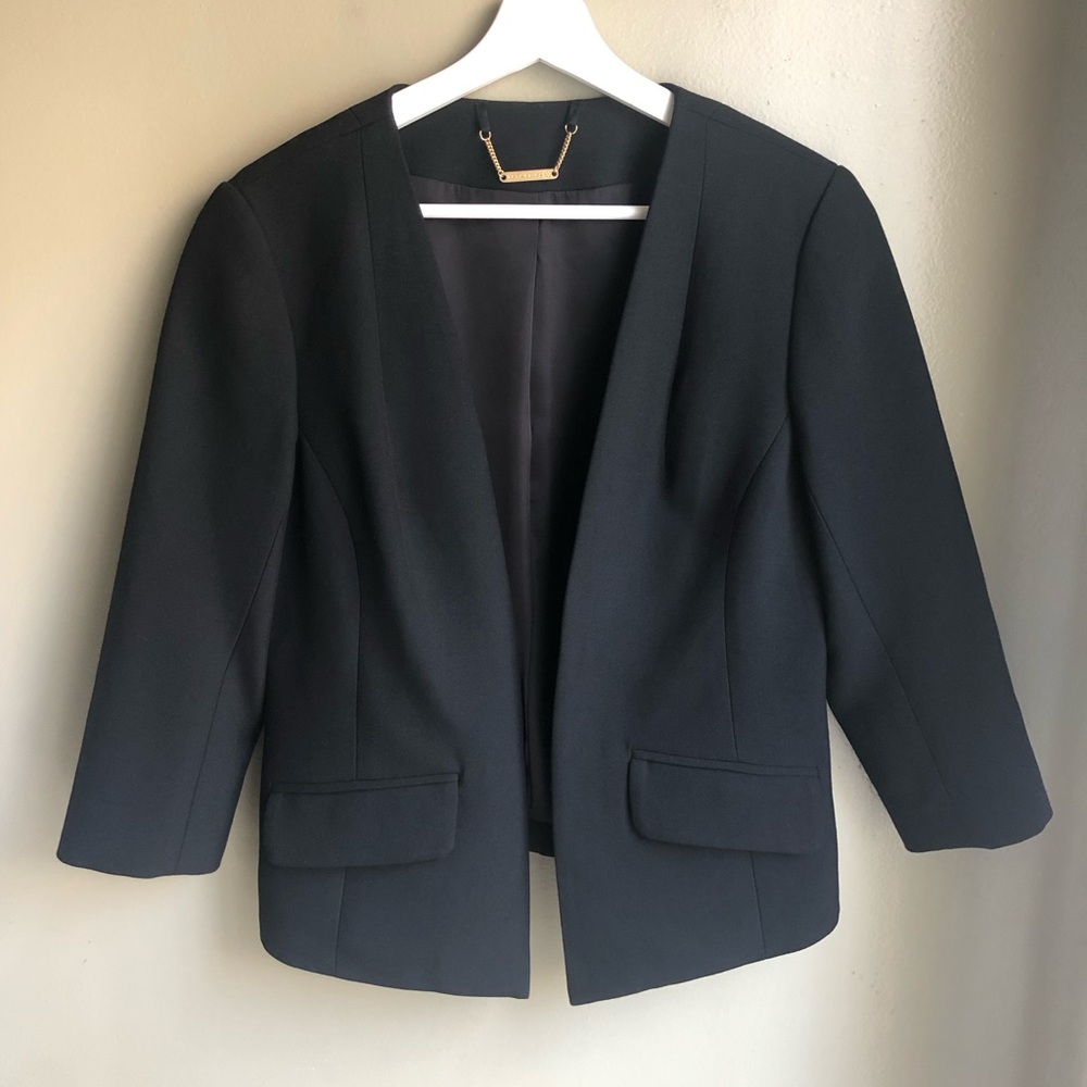 Trina Turk Women's 3/4 Sleeve Open Front Blazer Black Size: 6